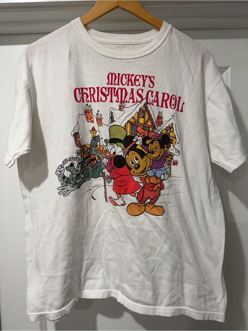 Disney White Mickey's Christmas Carol Graphic Tee